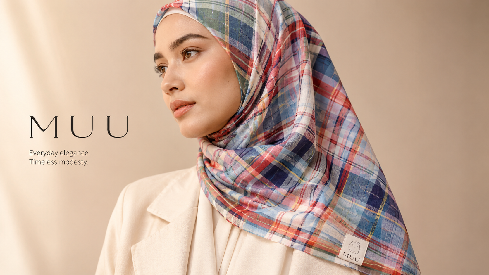 MUU scarf draped as a modern hijab